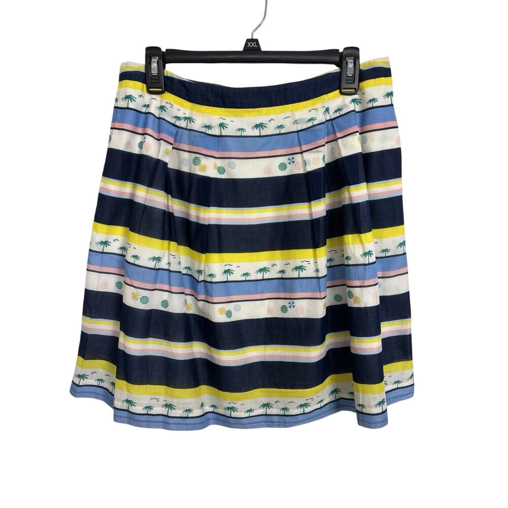 Marcs Tropical Resortwear Striped Cotton Knee Length Skirt 12 Beach Nautical